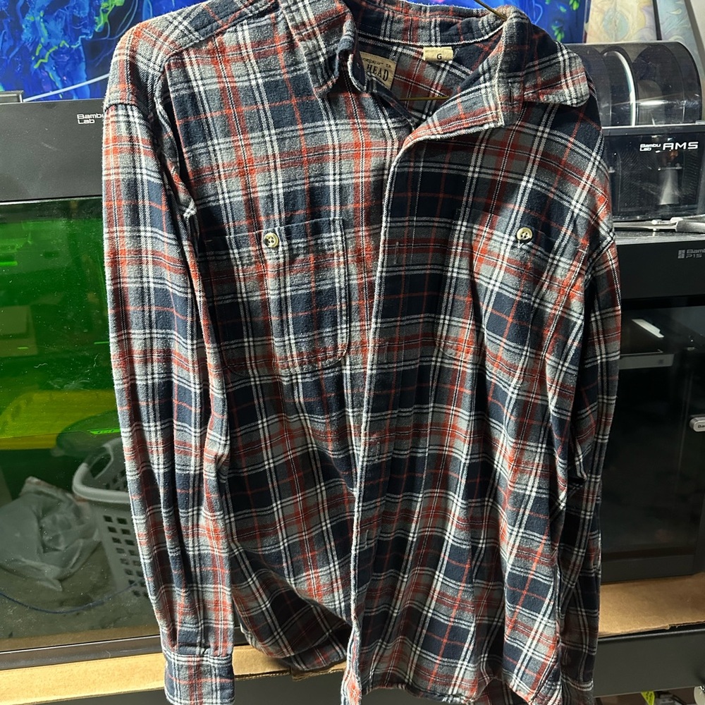 RedHead Navy and Red Plaid Casual Button Down Shirt